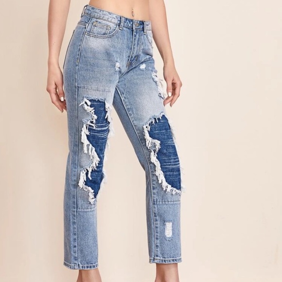 🗣 Color block distressed jean ( size 7/8) - Picture 2 of 4